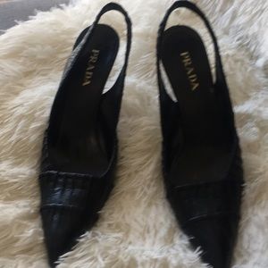 Black Prada  sling back heels